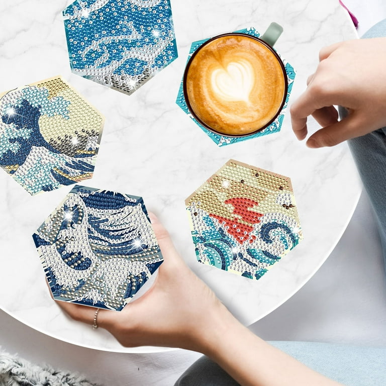  8pcs Diamond Painting Coasters Ocean Set, DIY Diamond