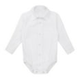 thumbnail image 5 of Raenseen iEFiEL Infant Baby Boys Long/Short Sleeves Gentleman Romper Jumpsuit Formal Dress Shirt White 3-6M, 5 of 6