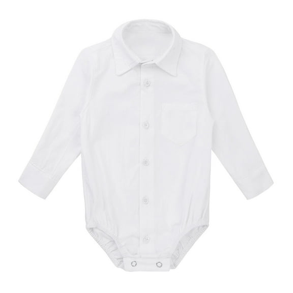 Manyakai Baby Boys Formal Dress Shirt Gentleman Wedding Birthday Long Sleeve Button Down Romper White 12-18 Months