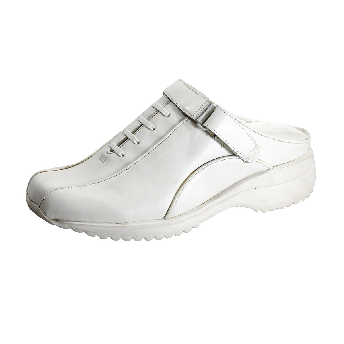 Womens Ladies Leather Nursing Kitchen Mule Clogs White Non Slip Comfort Sandals 