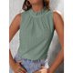thumbnail image 2 of Camiseta sin mangas para mujer, ribete con volantes, cuello redondo, patrón calado, lazo en la espalda, Top informal elegante sin mangas de verano, 2 of 6