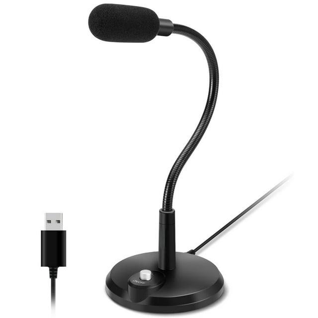 LNGOOR Desktop Microphone Condenser Computer USB Microphone Plug and Play Laptop Microphone PC Microphone with Mute Button Compatible with Zoom Skype Youtube Podcast Windows