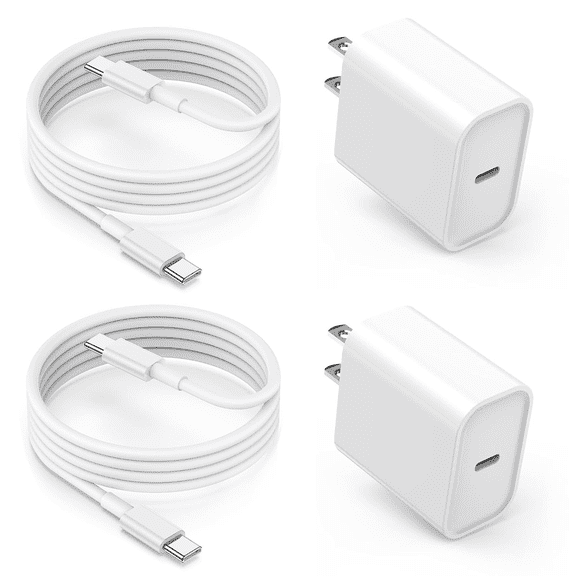 Eeyueer 20W USB C Fast Charger 2-Pack 3.3ft USB C Cable PD Quick Charging Compatible with iPhone 17 16 15 iPad Pro Air Mini Samsung Galaxy Google Pixel AirPods USB C Devices 20W