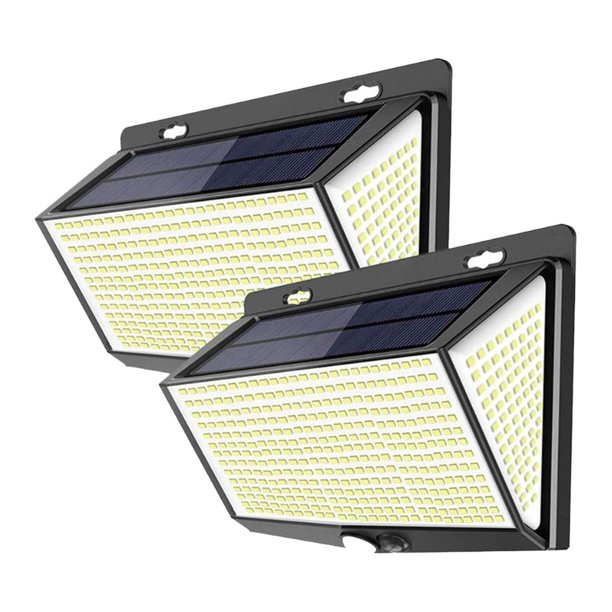 Luces Solares Al Aire Libre, a Prueba de Agua con Energía Solar Luz Al Aire Libre Lámpara LED Inalámbrica Iluminación de Cercas Pasarela Patio E 2 piezas Sunnimix Luz súper brillante