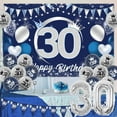 thumbnail image 3 of 30th Birthday Decorations for Men Navy Blue and Silver, Happy 30th Birthday Backdrop, Triangle Flag Banner, Number 30 Balloon, Thirty Year Old Birthday Party Supplies, 3 of 6