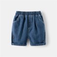 thumbnail image 2 of Ahuyic Toddler Kids Leisure Clothes,Summer Unisex Short Pants,Summer Girls' Denim Shorts Solid Color Versatile Elastic Hot Pants For Wearing Denim Shorts Outside, 2 of 5