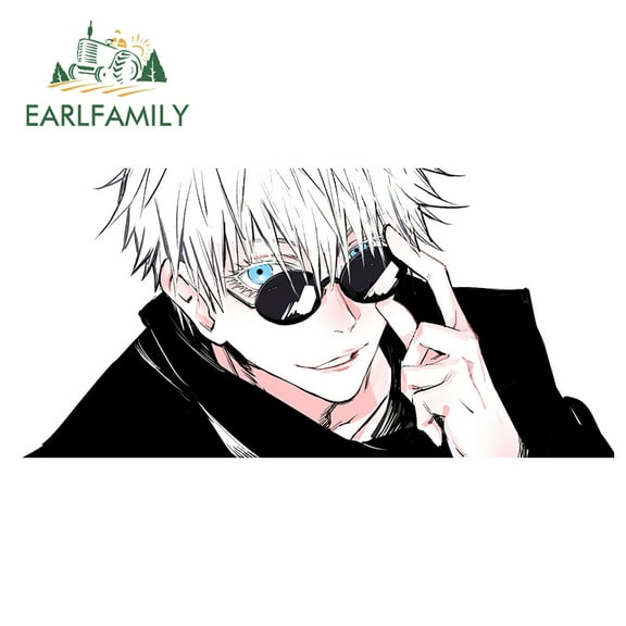 EARLFAMILY 5.1 in Gojo Satoru Car Stickers Waterproof Vinyl Decals for Jujutsu Kaisen Anime Car Styling DIY Decor