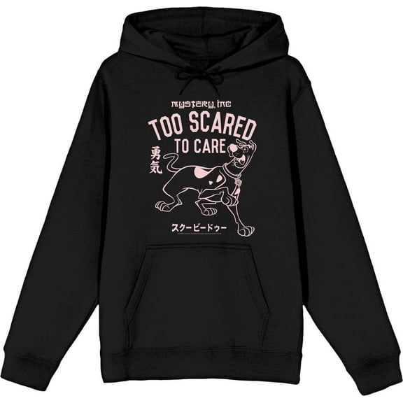 Scooby-Doo Too Scared To Care Adult Black Long Sleeve Hoodie-Medium