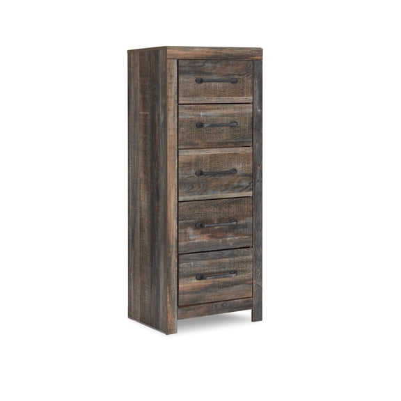 Ashley Furniture Drystan 5 Drawer 22"" Chest in Burnt Orange and Teal