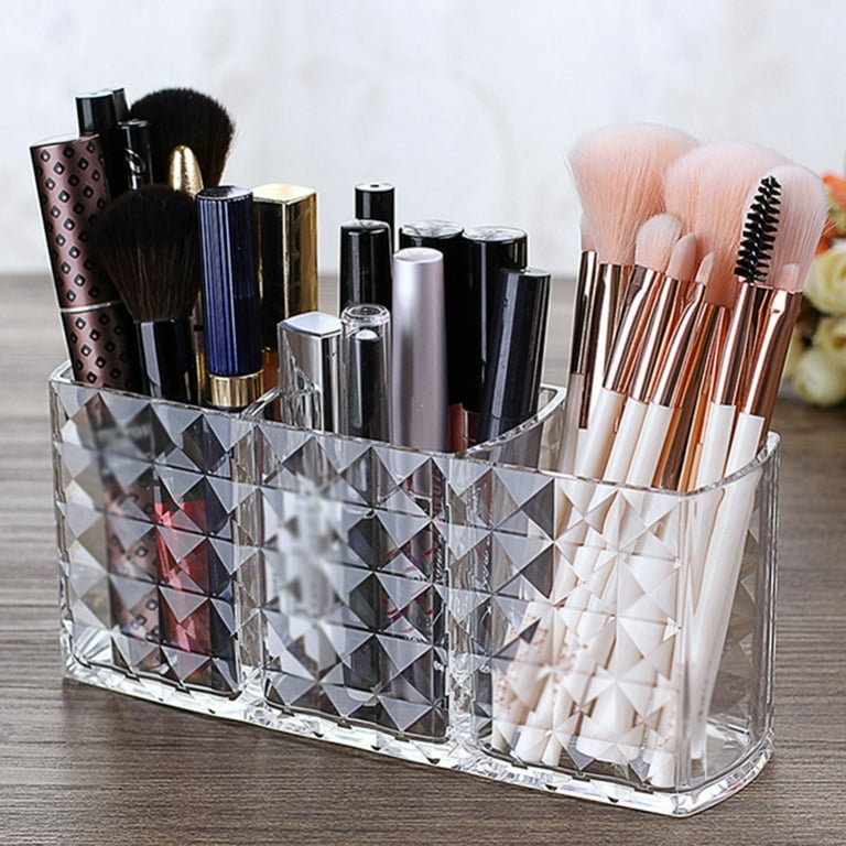 Glam Makeup Brush Holder Organizer, 3 Slot Acrylic Cosmetics