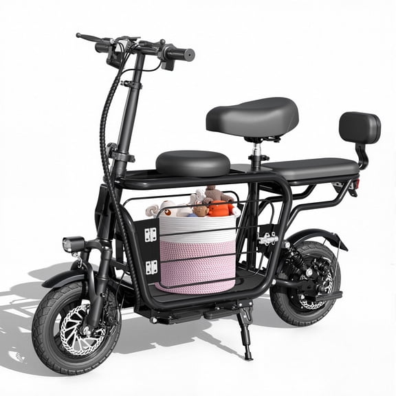750W Electric Scooter with Pet Basket For Adults, 18.75MPH 20 Mile Range E-Bike with Seat & Dual Brakes