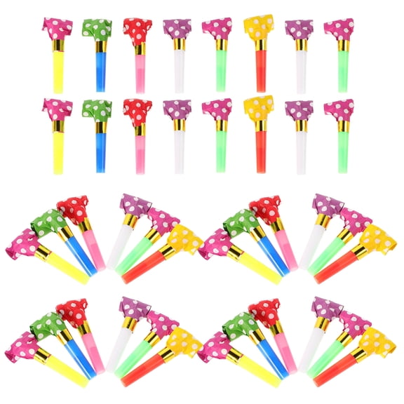 MERRYHAPY 40PCS Blowouts Whistles Assorted Color Noise Maker Rolled-up Tube Celebrations Toys for Party Decorations