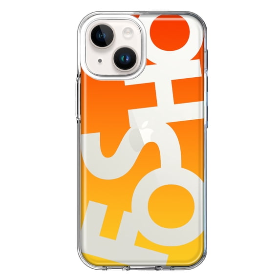 MUNDAZE Apple iPhone 14 Shockproof Clear Hybrid Protective Phone Case Orange Yellow Clear Funny Text Quote Fosho Cover