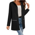 thumbnail image 2 of Cutuoiiu Women's Solid Color Zipper Jacket Long Sleeve Casual Hooded Winter Jackets with Pockets Gifts, 2 of 8