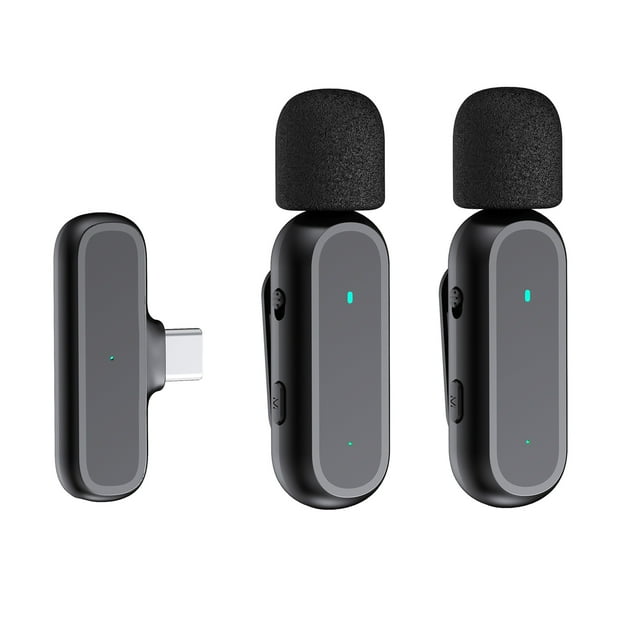 Graflsoa K61 Dual Wireless Microphone Set with 20M Range, Type-C Compatibility, Noise Reduction, and Portable Charging Case in Black