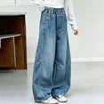 thumbnail image 5 of CPNG Girls Barrel Jeans Elastic Waist Baggy Wide Leg Denim Pants Trendy Loose Casual Y2k Streetwear Denim Trousers, 5 of 8