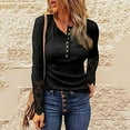 thumbnail image 2 of Moda mujer casual manga larga sólido o-cuello botón blusa camiseta damas tops Pompotops  gfhjh8977, 2 of 6