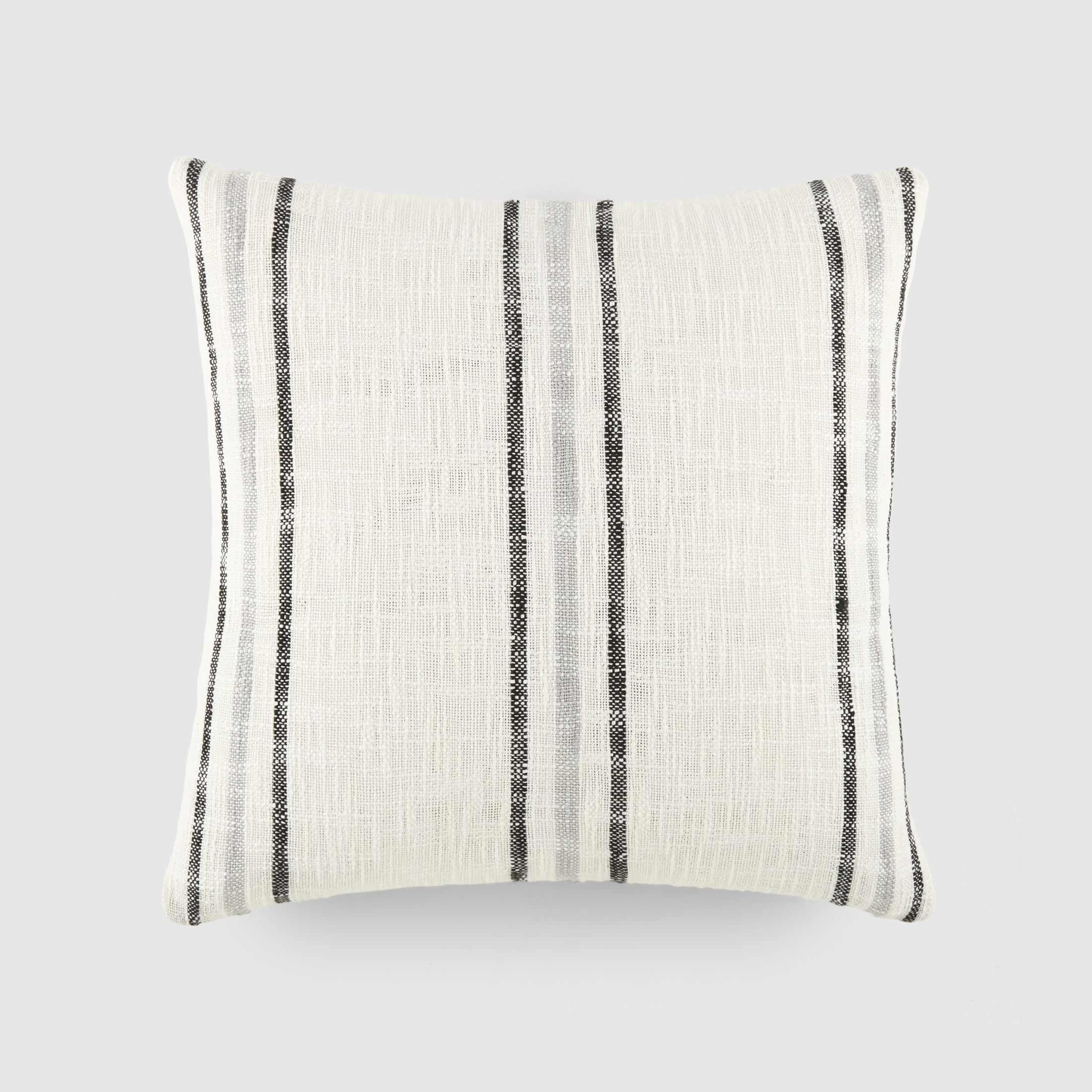 Cotton Slub Textured Throw Pillow in Framed Farmhouse Stripe by Comfort Canopy