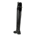 thumbnail image 3 of YDN Women Round Toe Thigh High Boots Low Chunky Platform Heels Buckle Strap Cutout Over the Knee Tall Boot Daily Fashion Dressy Shoes Size 12 Black, 3 of 4
