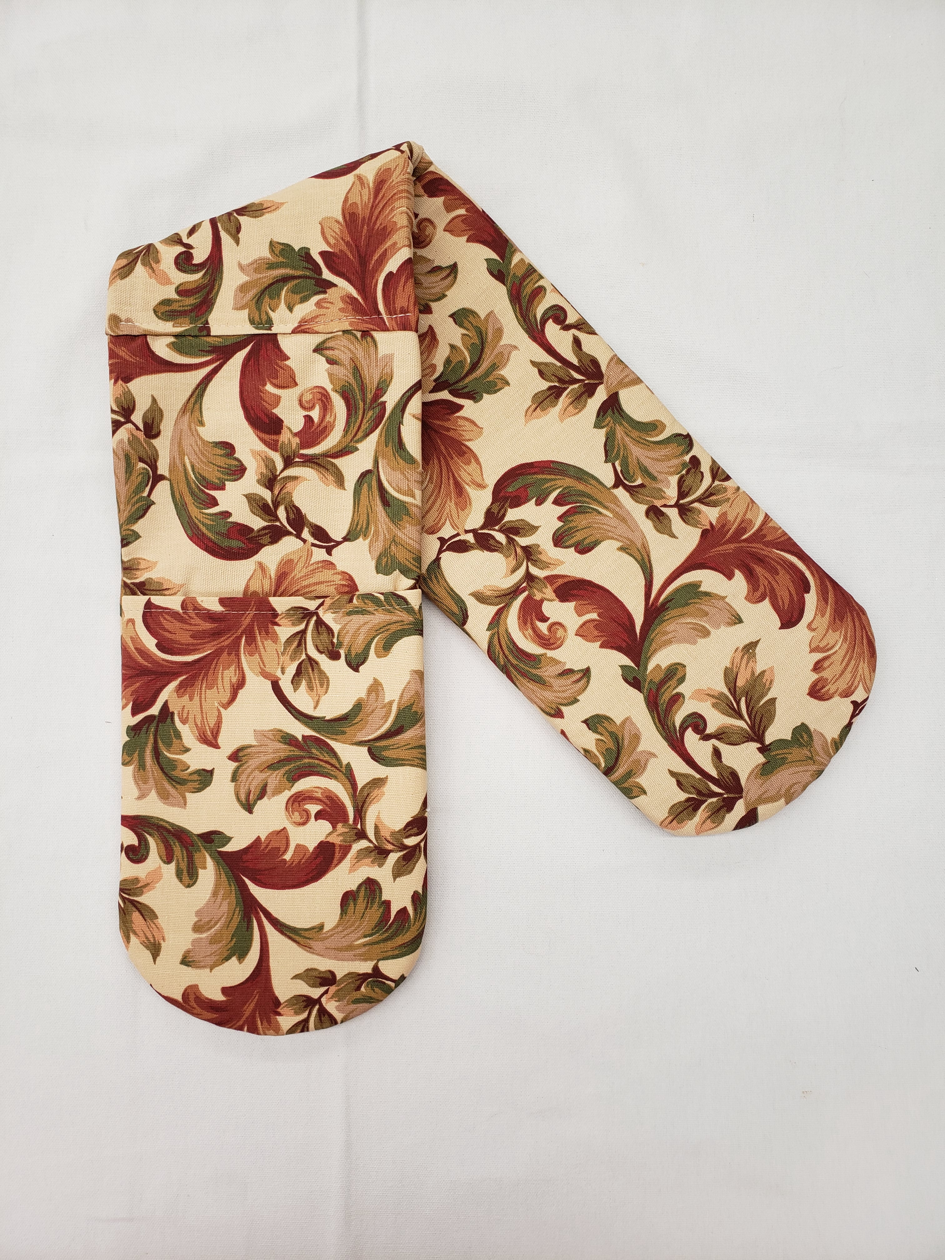 Autumn Fall Floral Leaves Double Oven Mitt by Penny's Needful Things