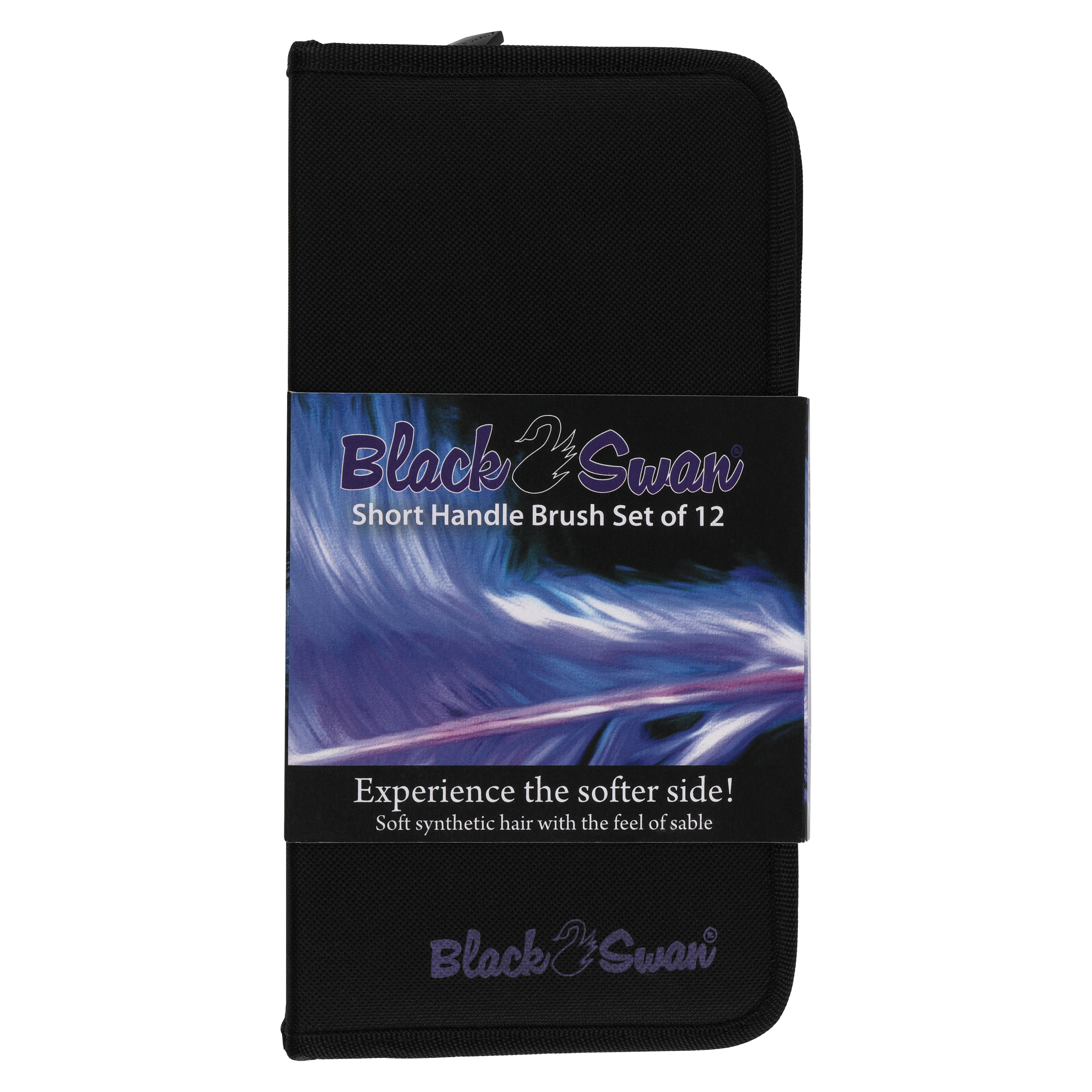 Creative Mark Black Swan Paint Brush Artist Set with Zippered Black Travel Organizer Case, 12 Pieces, Pack of 1
