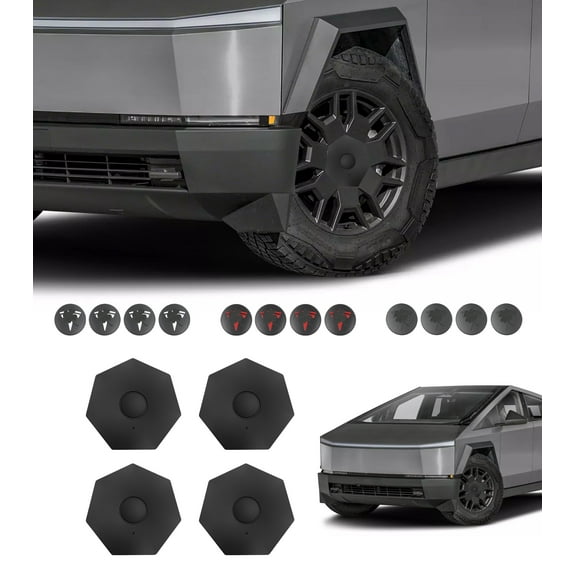 Set of 4 Wheel Center Cap Accessories For 2024-2025 Tesla Cybertruck Matte Black