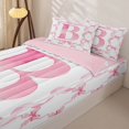 thumbnail image 3 of Homewish Girls Pink Bowknot Zipper Full Size Comforter Sets with Fitted Sheet and 2 Pillowcases,Initial Alphabet B Zipper Bedding Set For Kids,Pink Reversible,4 Pieces, 3 of 7