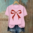 thumbnail image 4 of Kaemgyyd Valentine Shirts for Women Vintage Bow Printed T Shirt Rolled up Short Sleeve Valentines Gift Casual Tee Tops, 4 of 6