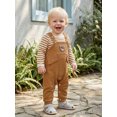 thumbnail image 5 of Cjfdfy Newborn Girl Boy Bear Romper Overall Infant 3pcs Outfit Set Long Sleeve Striped Romper Bear Embroidery Overall Suspender Pants Hat Sets Cute Bear Fall Winter Outfits Bodysuit 0-18 Months, 5 of 9