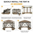 thumbnail image 5 of COBIZI Pop Up Gazebo Starry Sky Screen Tent Screen House with a mesh top for Camping, 12x12 Screen Room with Mosquito Netting, Hub Tent Instant Screened Canopy with Carrying Bag, Brown, 5 of 14