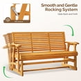 thumbnail image 6 of Ktaxon Outdoor Patio Glider Bench 3 Person Wooden Swing Seat with Cup Holders, 60.4in, Teak, 6 of 9