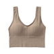 thumbnail image 1 of Sujetador deportivo elástico sin costuras para mujer, para correr, fitness, gimnasio, yoga, top corto Caqui, 1 of 9