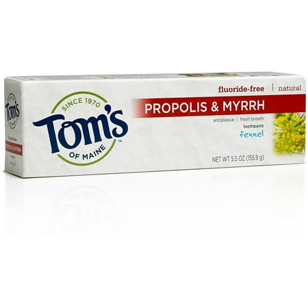 (2 pack) Tom's of Maine Propolis & Myrrh Toothpaste with Fluoride Fennel, 5.5 (Best Toothpaste For Tartar Buildup)