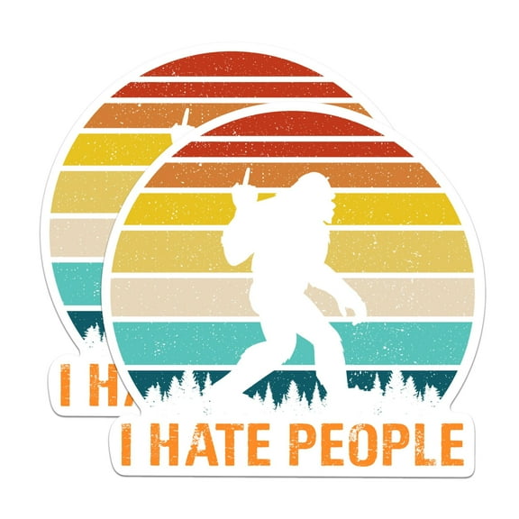 (2 Pack) I Hate People Stickers - Bigfoot Sasquatch Neanderthal Sticker - 5 Inches On Longest Side - Premium Vinyl - for Cars, Trucks, Skateboards, Laptops - Made in USA - BMCS0453