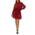 thumbnail image 2 of One opening Women Mini Dress, Elegant Long Sleeve V Neck Dots Print Dress, 2 of 9