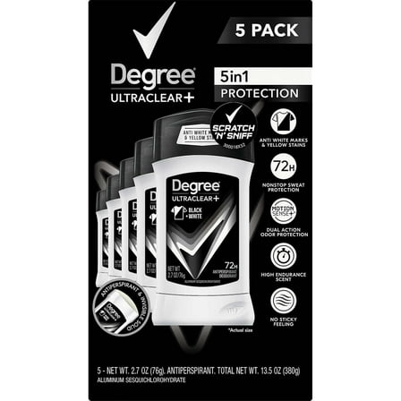 Degree Men UltraClear  Antiperspirant Deodorant Black and White 2.7 Oz (5 Count)