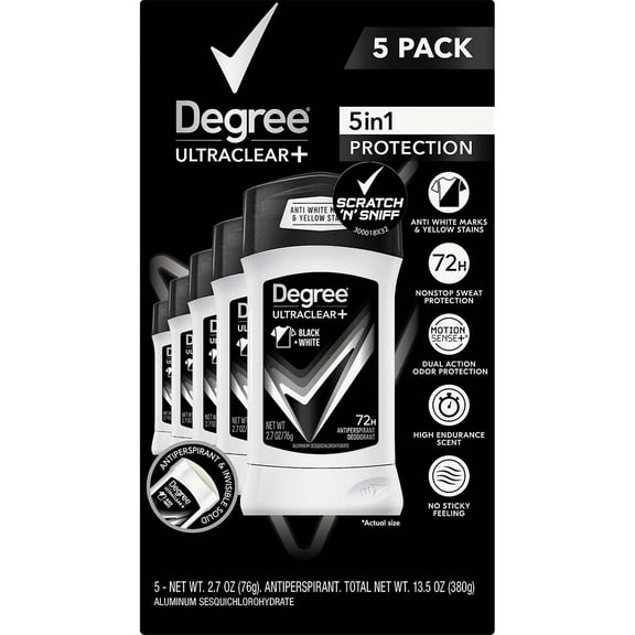 Degree Men UltraClear  Antiperspirant Deodorant Black and White 2.7 Oz (5 Count)