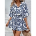 thumbnail image 2 of Summer Ladies‘ Floral Pattern Dolman Sleeve Summer Women Beach Jumpsuit With Shorts, 2 of 7