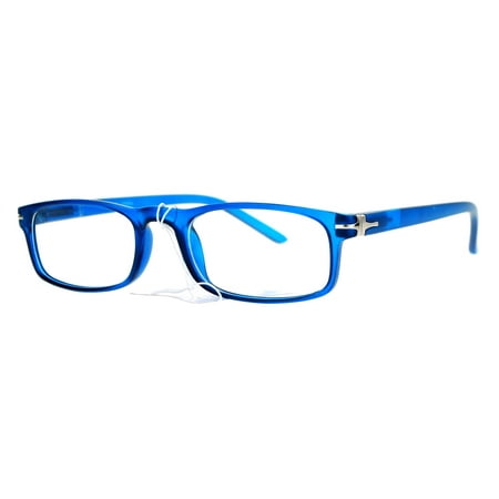 SA106 Classic Narrow Rectangular Plastic Clear Lens Optical Eyeglasses Frame Blue