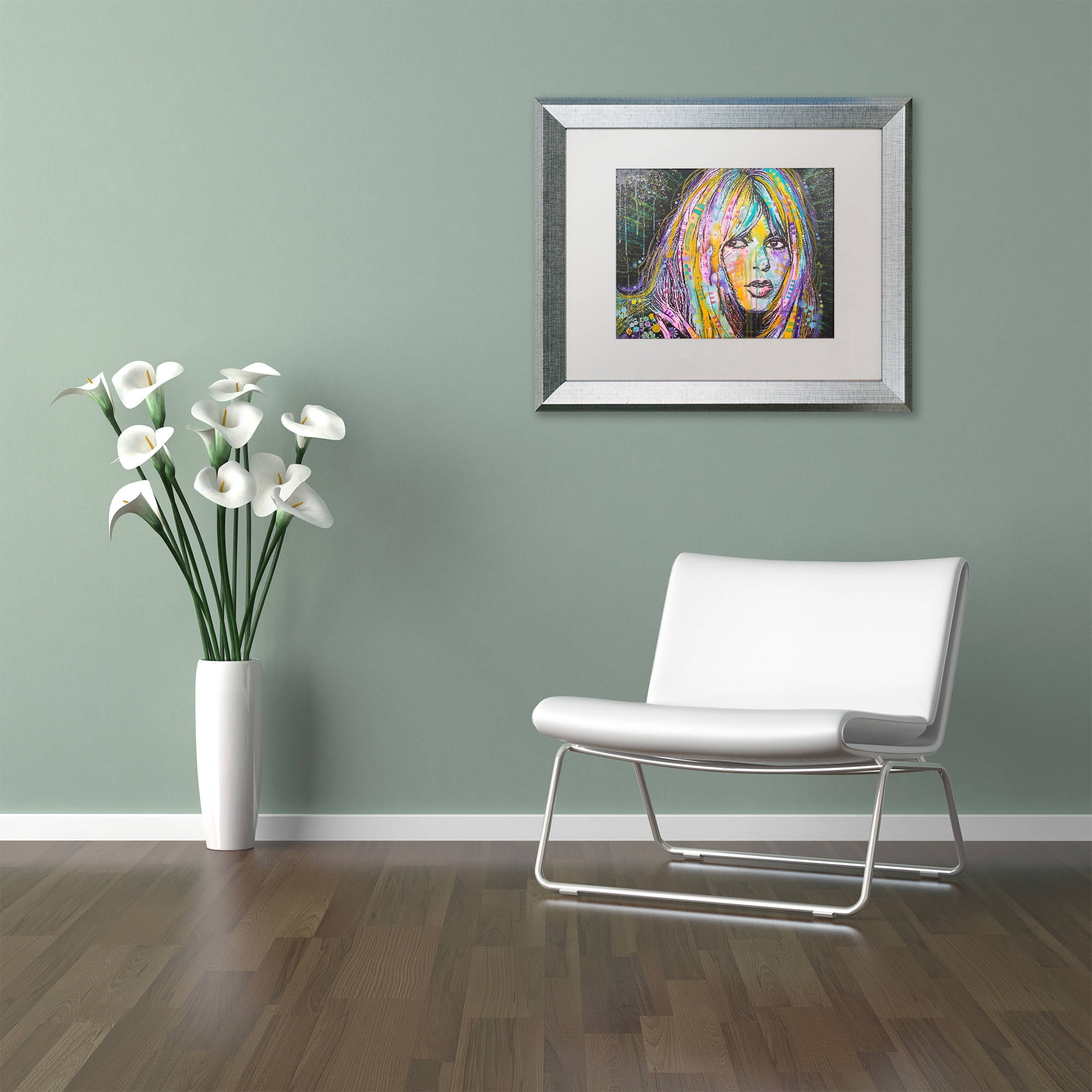 Trademark Fine Art "Bardot1" Canvas Art by Dean Russo, White Matte, Silver Frame