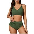 thumbnail image 2 of Summer Saving pimelu Bathing Suit for Women Bikini Sets for Women Two Piece Swimsuits Tummy Control Swimsuit Ladies Solid High Waist Strap Bathing Suits Bathing Suit, 2 of 7