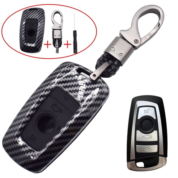 DON'T TOUCH MY KEY Carbon Fiber Car Remote Key Fob Case Cover Holder Keyless for BMW Keychain