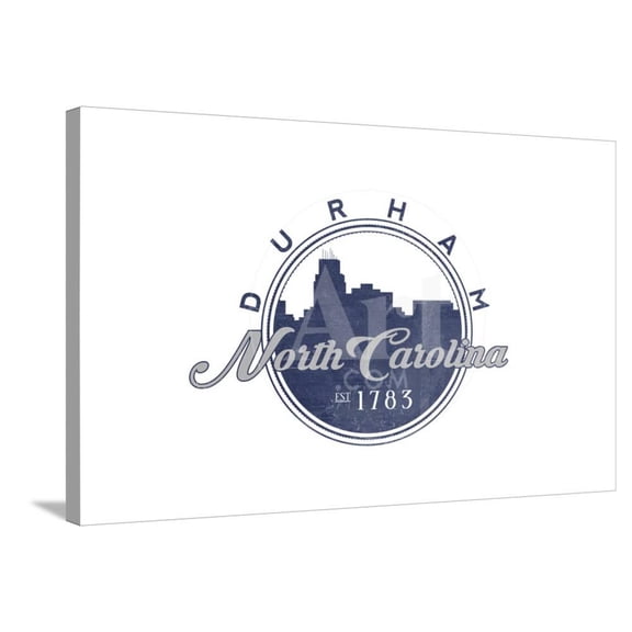 Durham, North Carolina Skyline Seal Blue), Stretched Canvas Wall Art by Lantern Press Sold by Art.Com