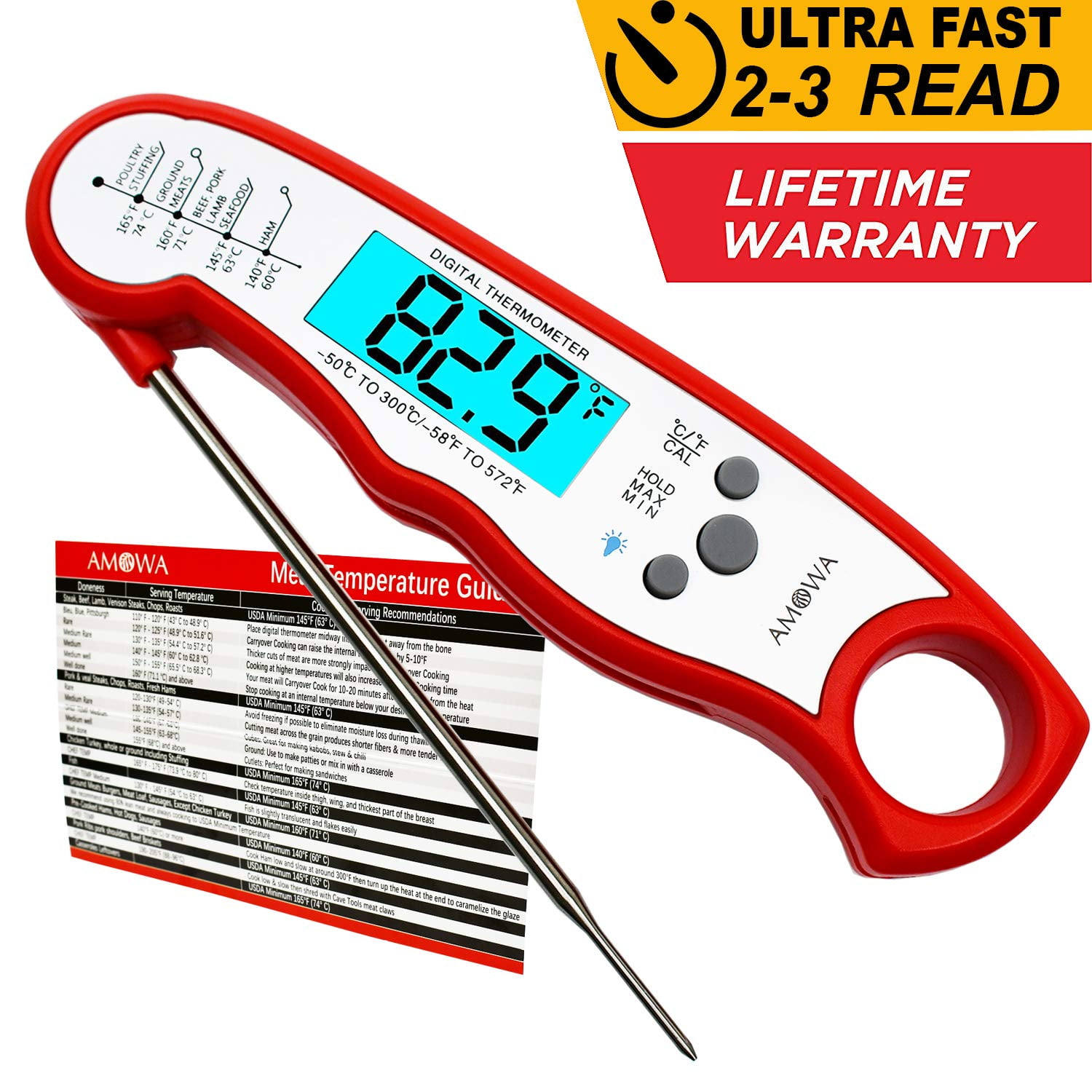 Ultra Fast Instant Read Digital Electronic Grill BBQ Barbecue Meat Thermometer 