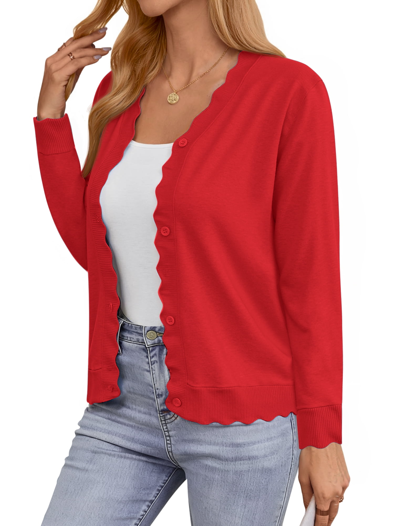 V neck Cardigans for Women Long Sleeve Button Down Sweaters Open Front Knit Shrugs Cardigan Outerwear Coats - image 3