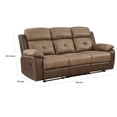 thumbnail image 2 of Emma 84 Inch Double Manual Recliner Sofa- Soft Brown Microfiber- Solid Wood, 2 of 6