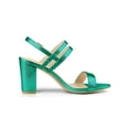 thumbnail image 3 of BLISSFUL STEP Women's Slingback Block Heel Ankle Strap Sandals Green 7, 3 of 7