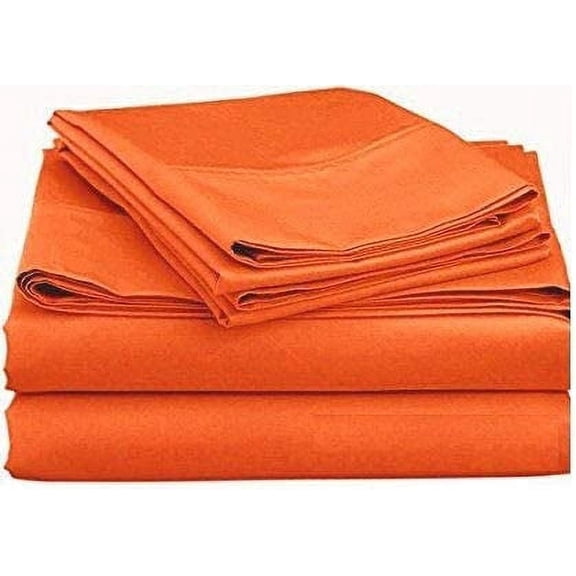 Alive Pixels Bed Skirt Orange Solid 100% Cotton 1-Pc 15" inch Drop 1000TC (King, Orange)