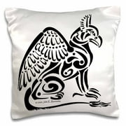 3dRose Black Gryphon Fantasy Celtic Tribal - Pillow Case, 16 by 16-inch