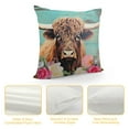 thumbnail image 4 of ONETECH Highland Cow Throw Pillow Covers Soft Highland Cattle Pillow Cases Cushion Covers for Living Room Bedroom Rose Floral Flower Leopard Decorative Throw Pillowcases for Sofa Couch Chair, 4 of 5